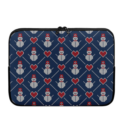 Cute Snowman Knitted Pattern Print Laptop Sleeve