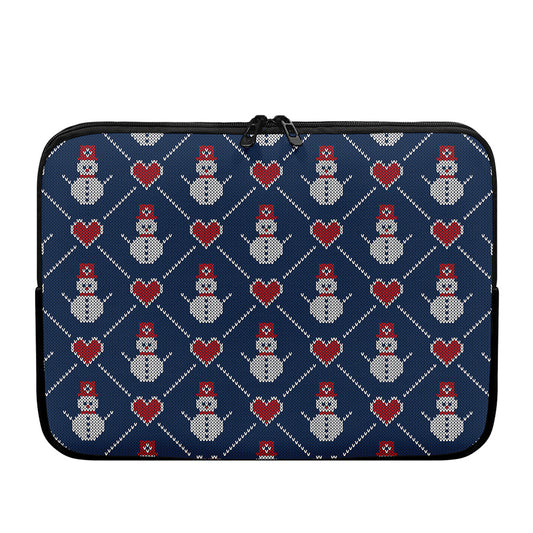 Cute Snowman Knitted Pattern Print Laptop Sleeve