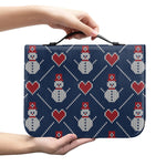 Cute Snowman Knitted Pattern Print Leather Bible Cover