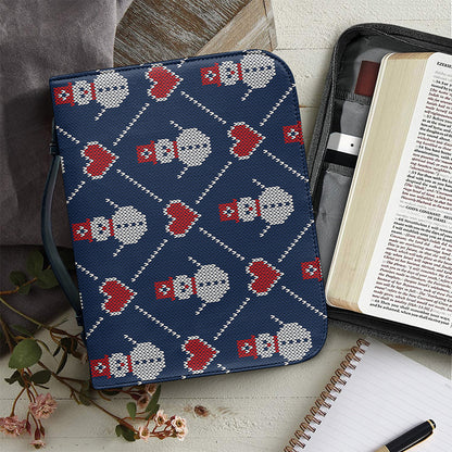 Cute Snowman Knitted Pattern Print Leather Bible Cover