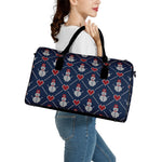 Cute Snowman Knitted Pattern Print Leather Duffle Bag