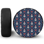 Cute Snowman Knitted Pattern Print Leather Spare Tire Cover