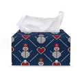 Cute Snowman Knitted Pattern Print Leather Tissue Box Cover