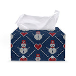 Cute Snowman Knitted Pattern Print Leather Tissue Box Cover