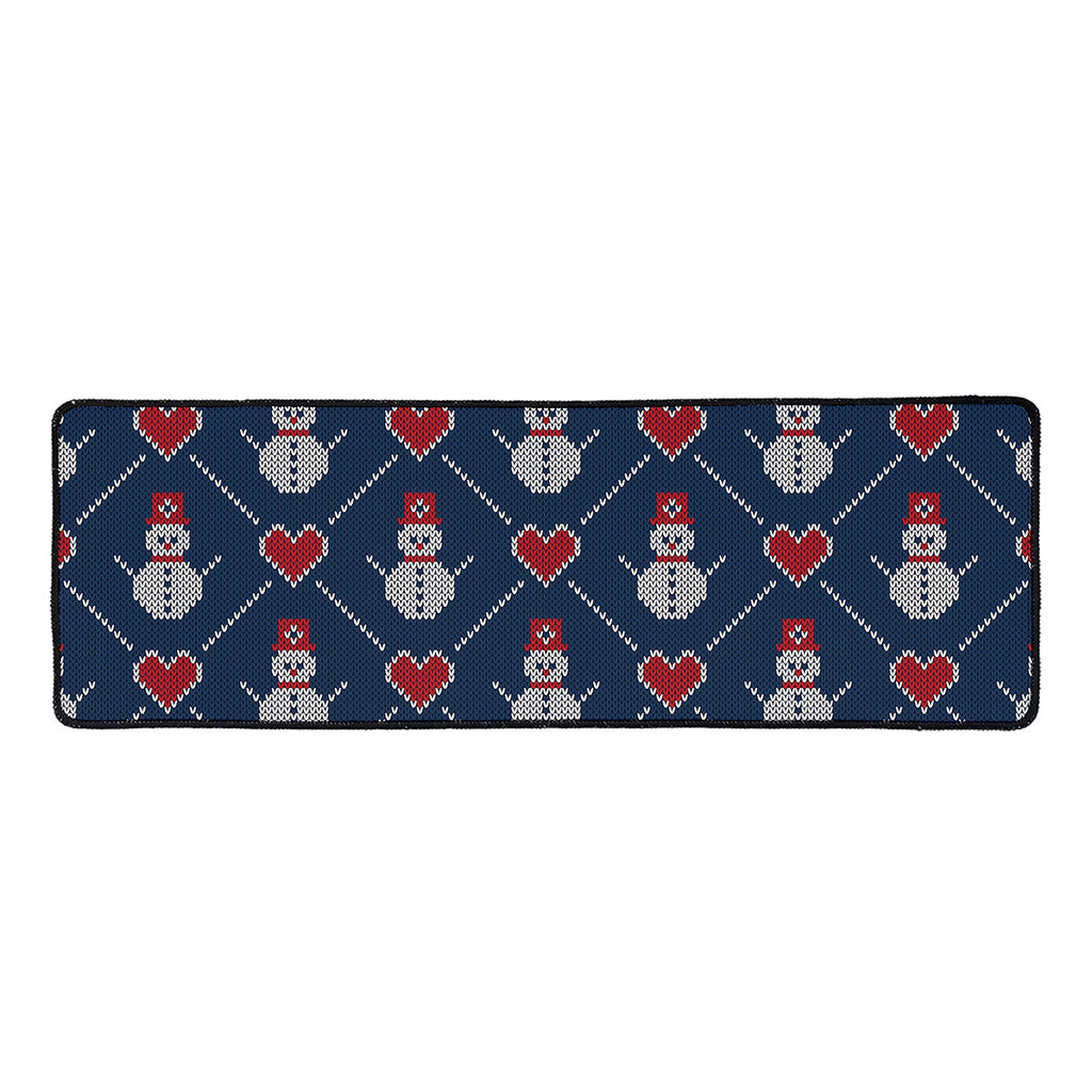 Cute Snowman Knitted Pattern Print Long Kitchen Mat
