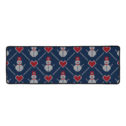 Cute Snowman Knitted Pattern Print Long Kitchen Mat