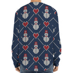 Cute Snowman Knitted Pattern Print Long Sleeve Baseball Jersey