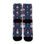 Cute Snowman Knitted Pattern Print Long Socks