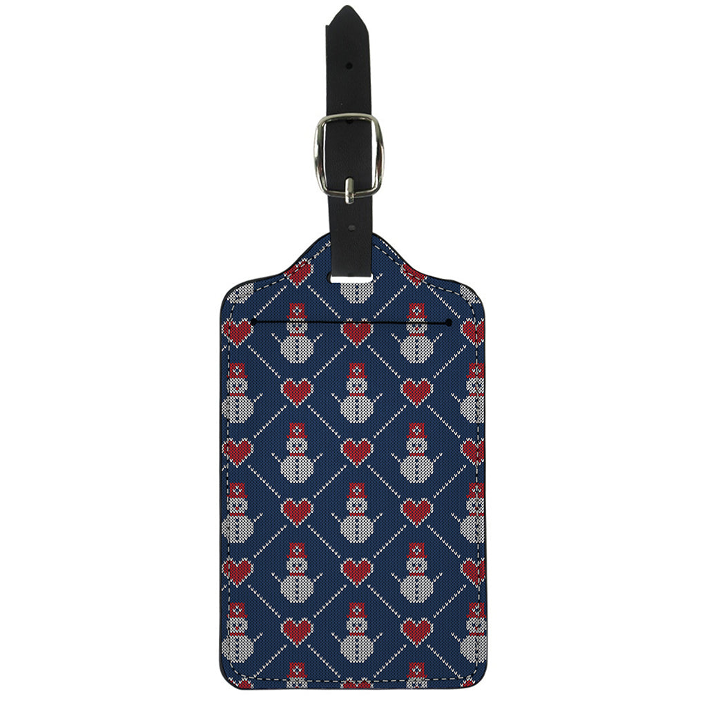 Cute Snowman Knitted Pattern Print Luggage Tag