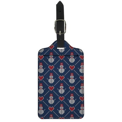 Cute Snowman Knitted Pattern Print Luggage Tag