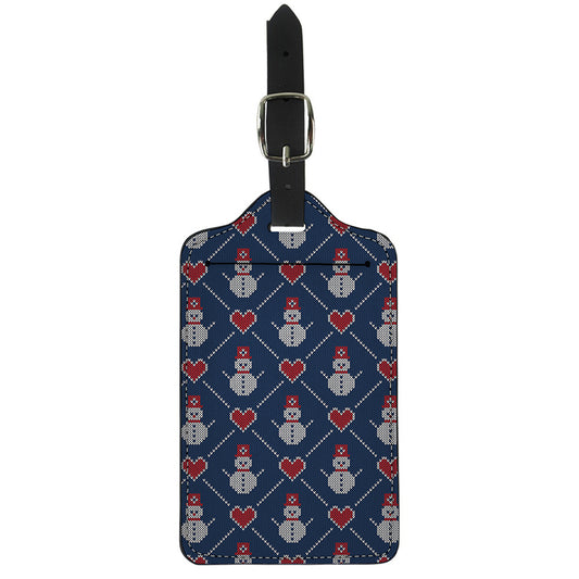 Cute Snowman Knitted Pattern Print Luggage Tag