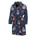 Cute Snowman Knitted Pattern Print Men's Bathrobe