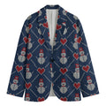 Cute Snowman Knitted Pattern Print Men's Blazer