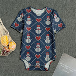Cute Snowman Knitted Pattern Print Men's Bodysuit