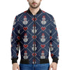 Cute Snowman Knitted Pattern Print Men's Bomber Jacket