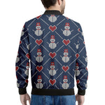 Cute Snowman Knitted Pattern Print Men's Bomber Jacket