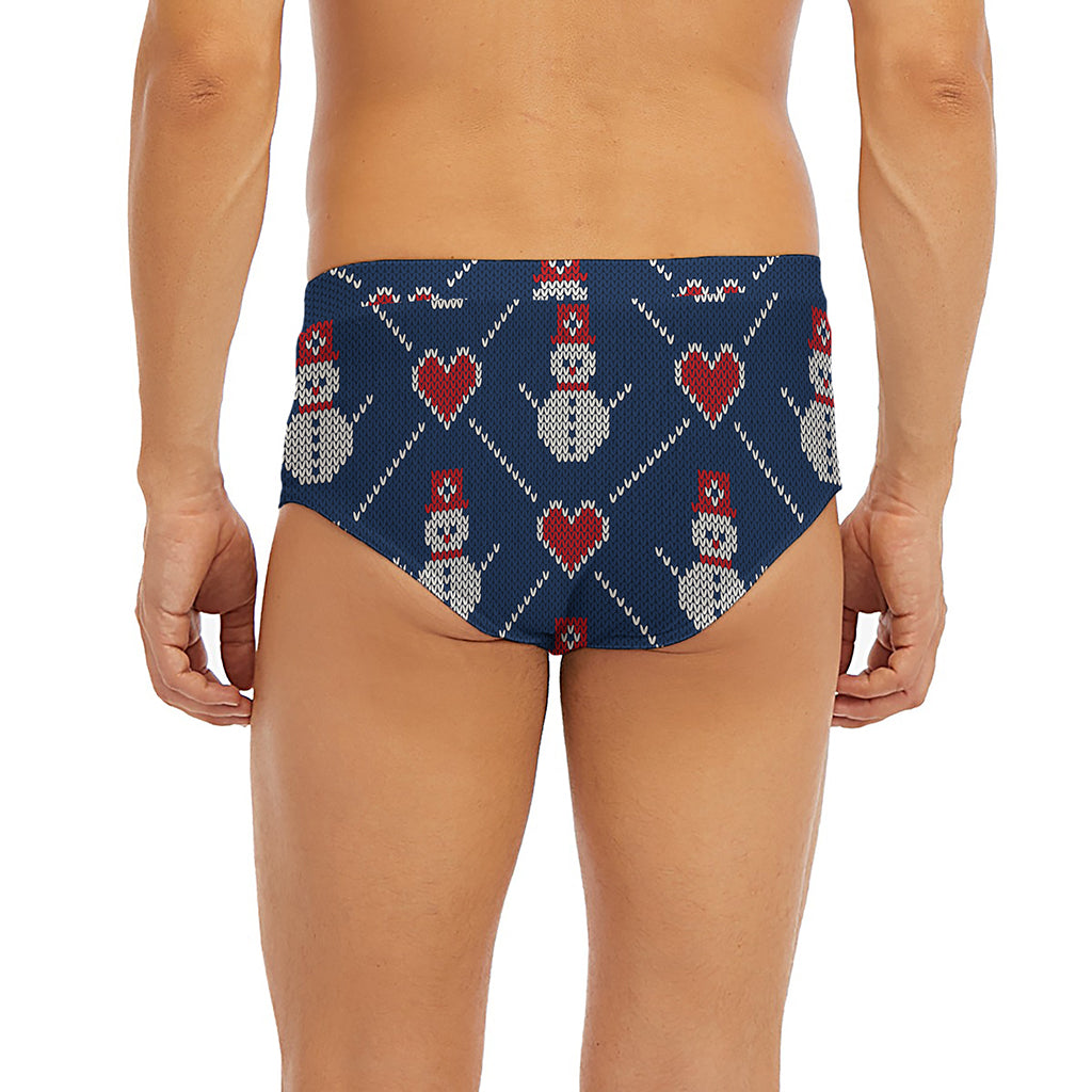 Cute Snowman Knitted Pattern Print Men's Briefs