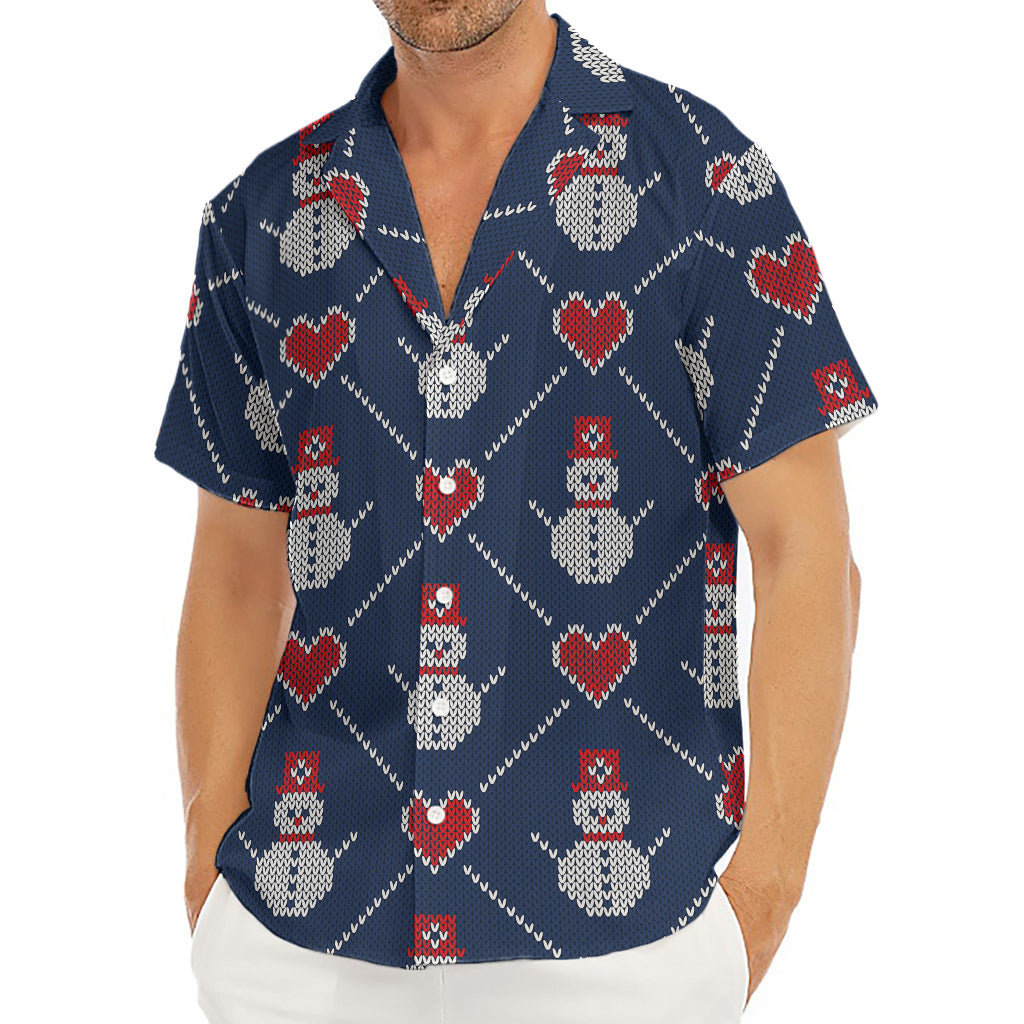 Cute Snowman Knitted Pattern Print Men's Deep V-Neck Shirt