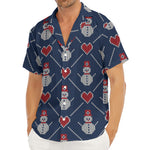 Cute Snowman Knitted Pattern Print Men's Deep V-Neck Shirt