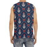 Cute Snowman Knitted Pattern Print Men's Fitness Tank Top