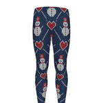 Cute Snowman Knitted Pattern Print Men's leggings