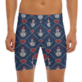 Cute Snowman Knitted Pattern Print Men's Long Boxer Briefs