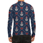 Cute Snowman Knitted Pattern Print Men's Long Sleeve Rash Guard