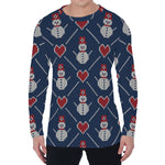 Cute Snowman Knitted Pattern Print Men's Long Sleeve T-Shirt