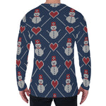 Cute Snowman Knitted Pattern Print Men's Long Sleeve T-Shirt