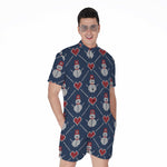 Cute Snowman Knitted Pattern Print Men's Rompers