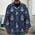 Cute Snowman Knitted Pattern Print Men's Shirt Jacket