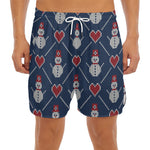 Cute Snowman Knitted Pattern Print Men's Split Running Shorts