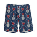 Cute Snowman Knitted Pattern Print Men's Athletic Shorts
