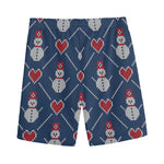 Cute Snowman Knitted Pattern Print Men's Sports Shorts