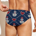 Cute Snowman Knitted Pattern Print Men's Swim Briefs