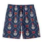 Cute Snowman Knitted Pattern Print Men's Swim Trunks