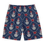 Cute Snowman Knitted Pattern Print Men's Swim Trunks
