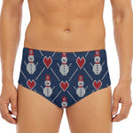 Cute Snowman Knitted Pattern Print Men's Triangle Swim Briefs