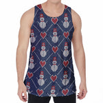 Cute Snowman Knitted Pattern Print Men's Velvet Tank Top