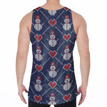 Cute Snowman Knitted Pattern Print Men's Velvet Tank Top