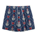 Cute Snowman Knitted Pattern Print Mesh Shorts