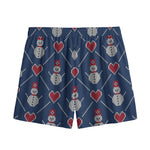 Cute Snowman Knitted Pattern Print Mesh Shorts