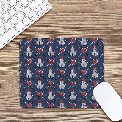 Cute Snowman Knitted Pattern Print Mouse Pad