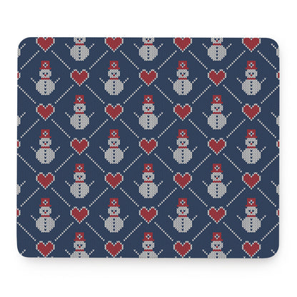Cute Snowman Knitted Pattern Print Mouse Pad