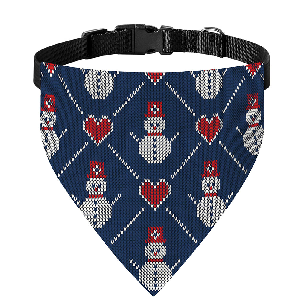 Cute Snowman Knitted Pattern Print Over The Collar Dog Bandana