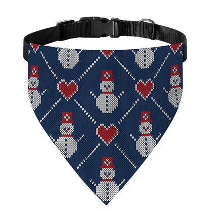 Cute Snowman Knitted Pattern Print Over The Collar Dog Bandana