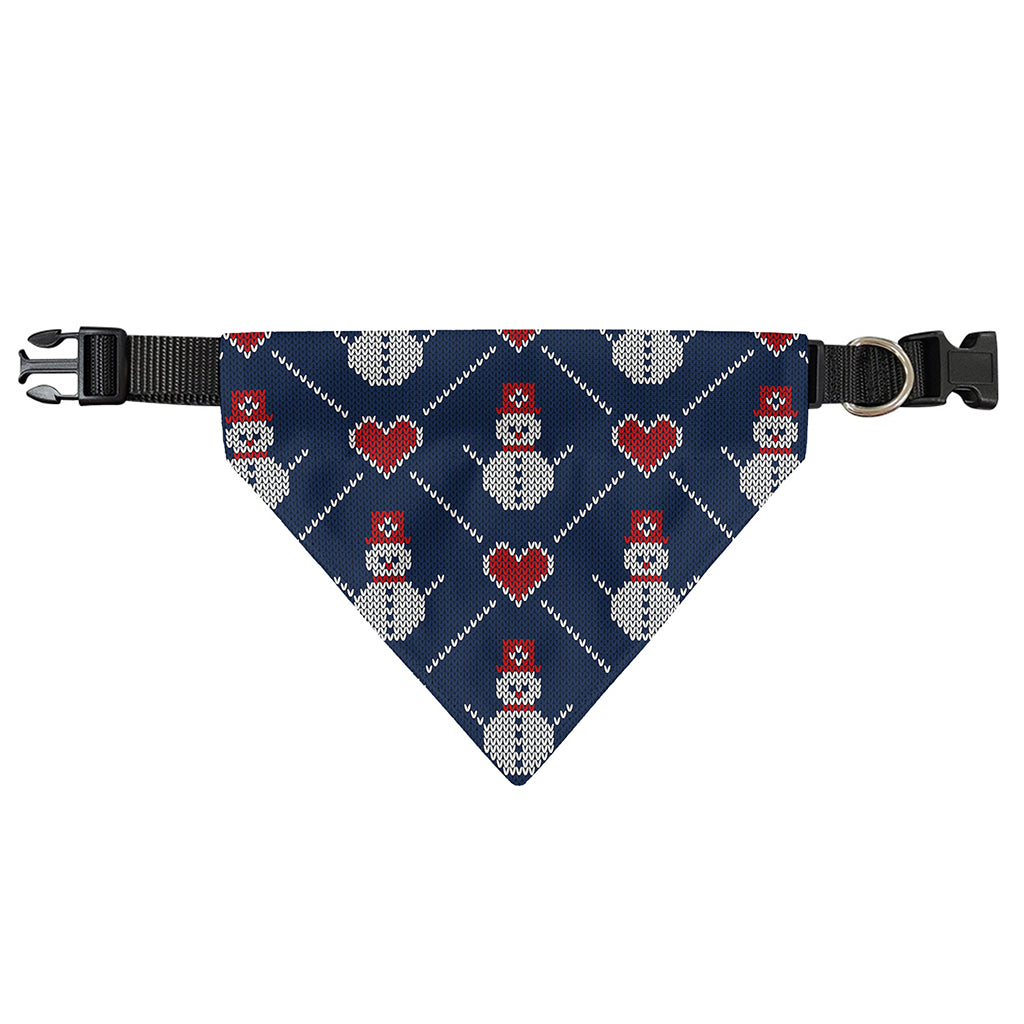 Cute Snowman Knitted Pattern Print Over The Collar Dog Bandana