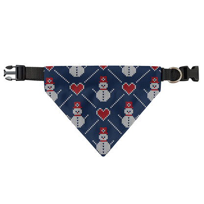 Cute Snowman Knitted Pattern Print Over The Collar Dog Bandana