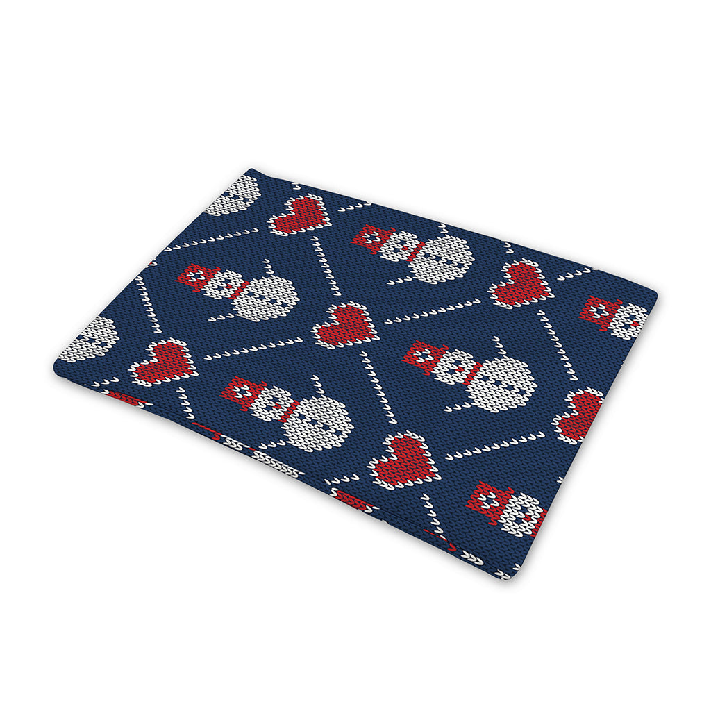 Cute Snowman Knitted Pattern Print Pet Cooling Mat Cover