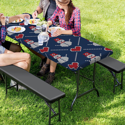 Cute Snowman Knitted Pattern Print Picnic Table Cover
